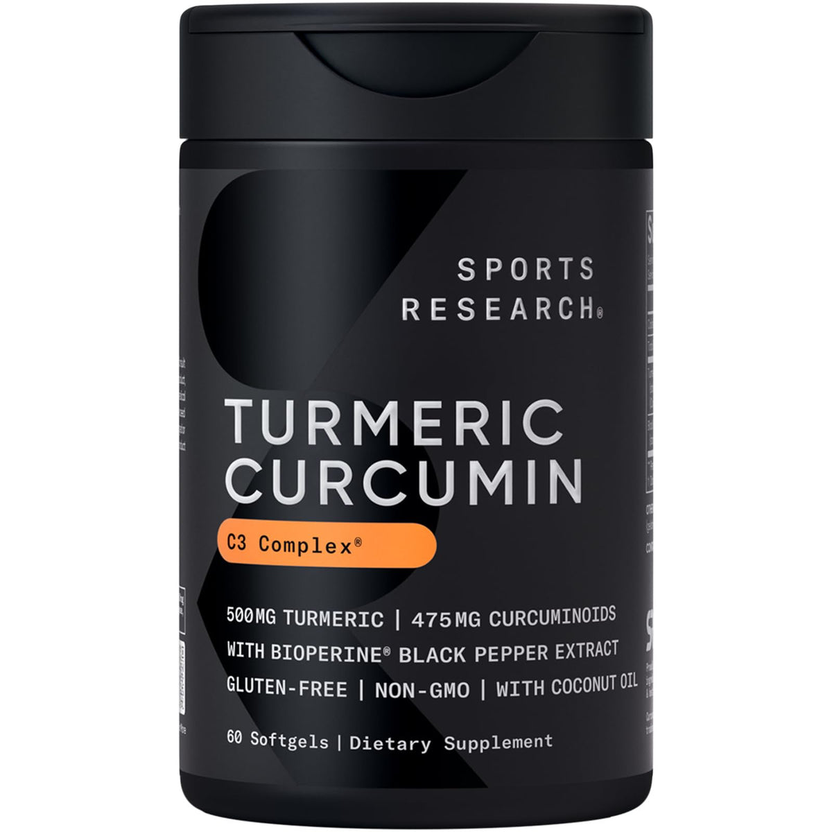 Sports Research Turmeric Curcumin, cápsulas, apoyo diario para un estilo de vida activo.