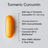 Sports Research Turmeric Curcumin, etiqueta frontal, información clara para una compra consciente.