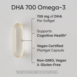 Sports Research Vegan DHA 700 mg cápsulas, suplemento vegetal para la mente.