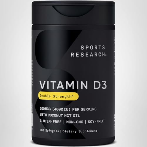 Apoyo potencial al bienestar general con Sports Research Vitamina D3 4000 UI.