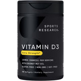 Sports Research Vitamina D3 con MCT: botella en primer plano para soporte de huesos e inmunidad