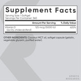 Sports Research Vitamina D3 con MCT: cápsulas consumidas con comida para mejor absorción
