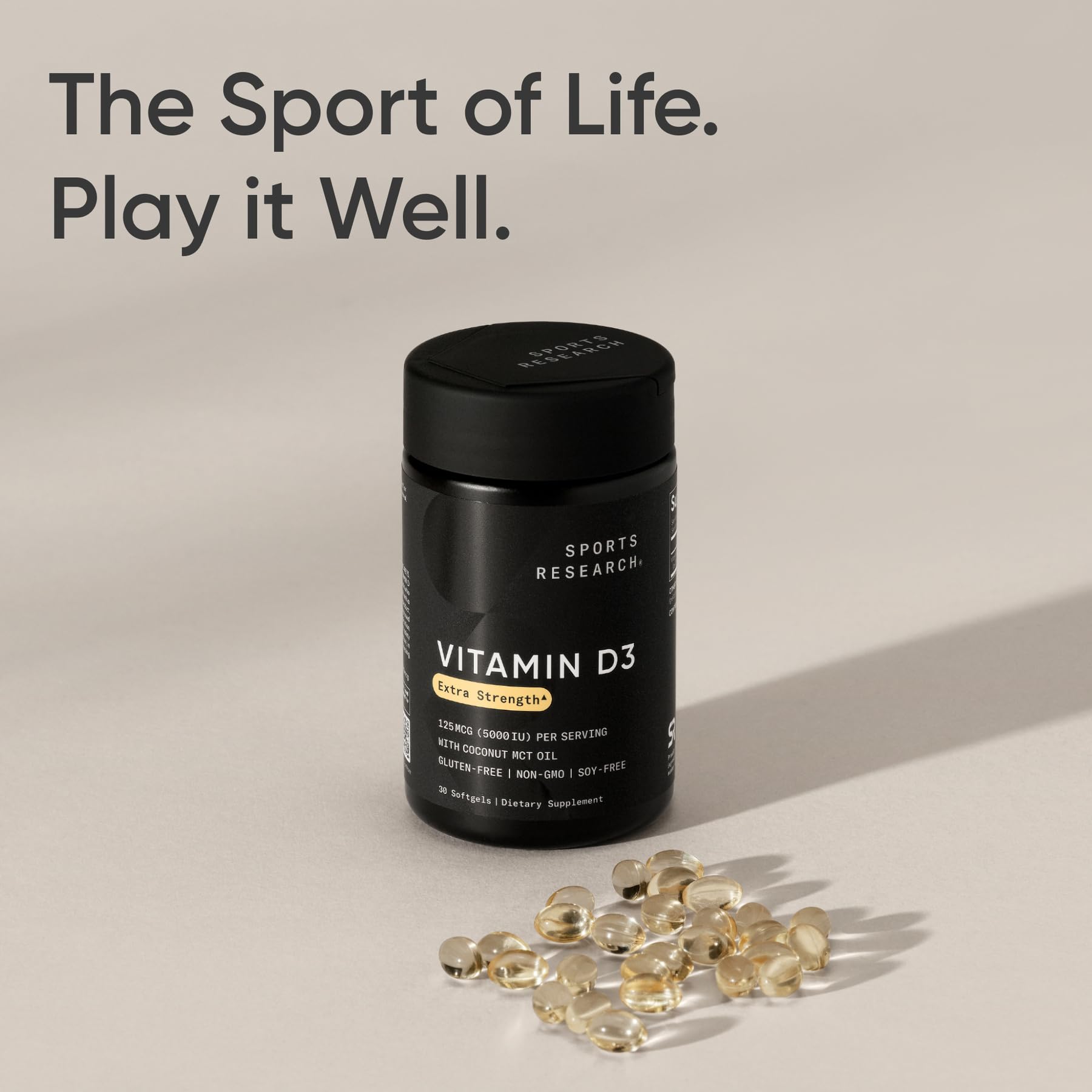 Sports Research Vitamina D3 presentación diaria, lista para incorporar.