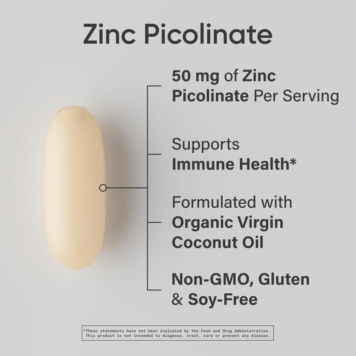 Sports Research Zinc Picolinato 50 mg botella con aceite de coco orgánico para absorción.