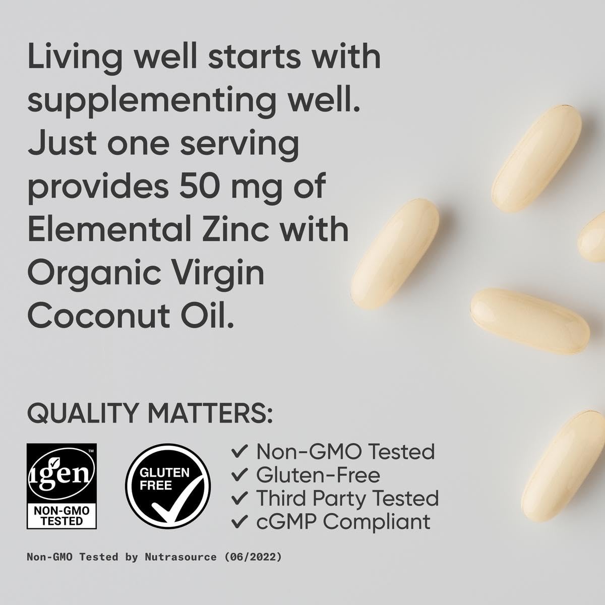 Sports Research Zinc Picolinato 50 mg envase externo para almacenamiento conveniente.