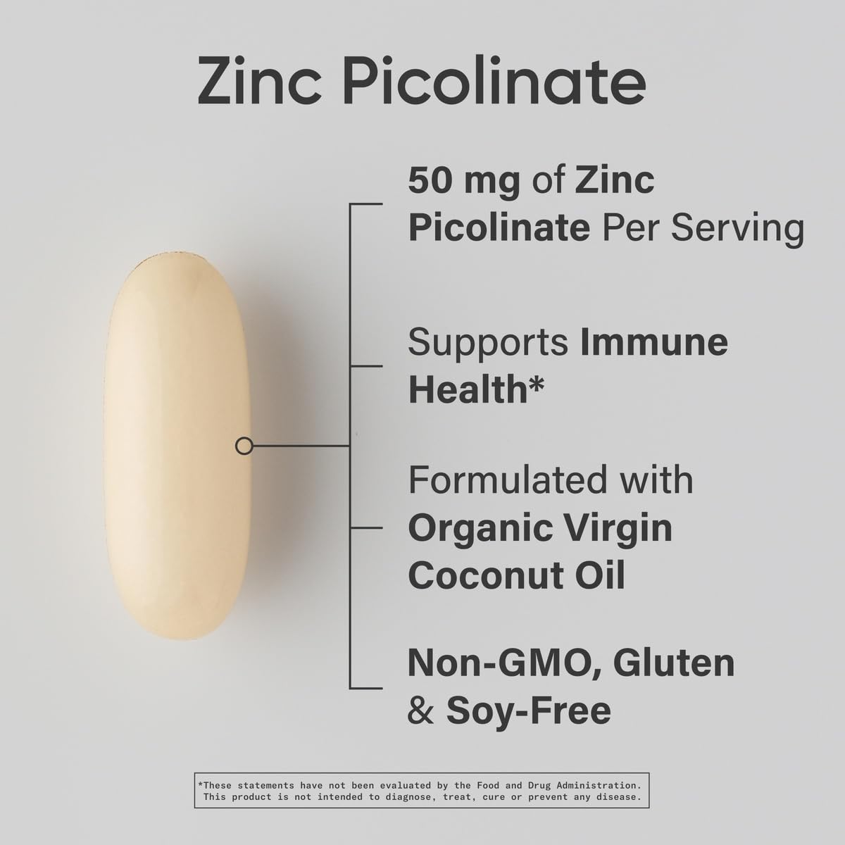 Sports Research Zinc Picolinato: etiqueta frontal clara de ingredientes