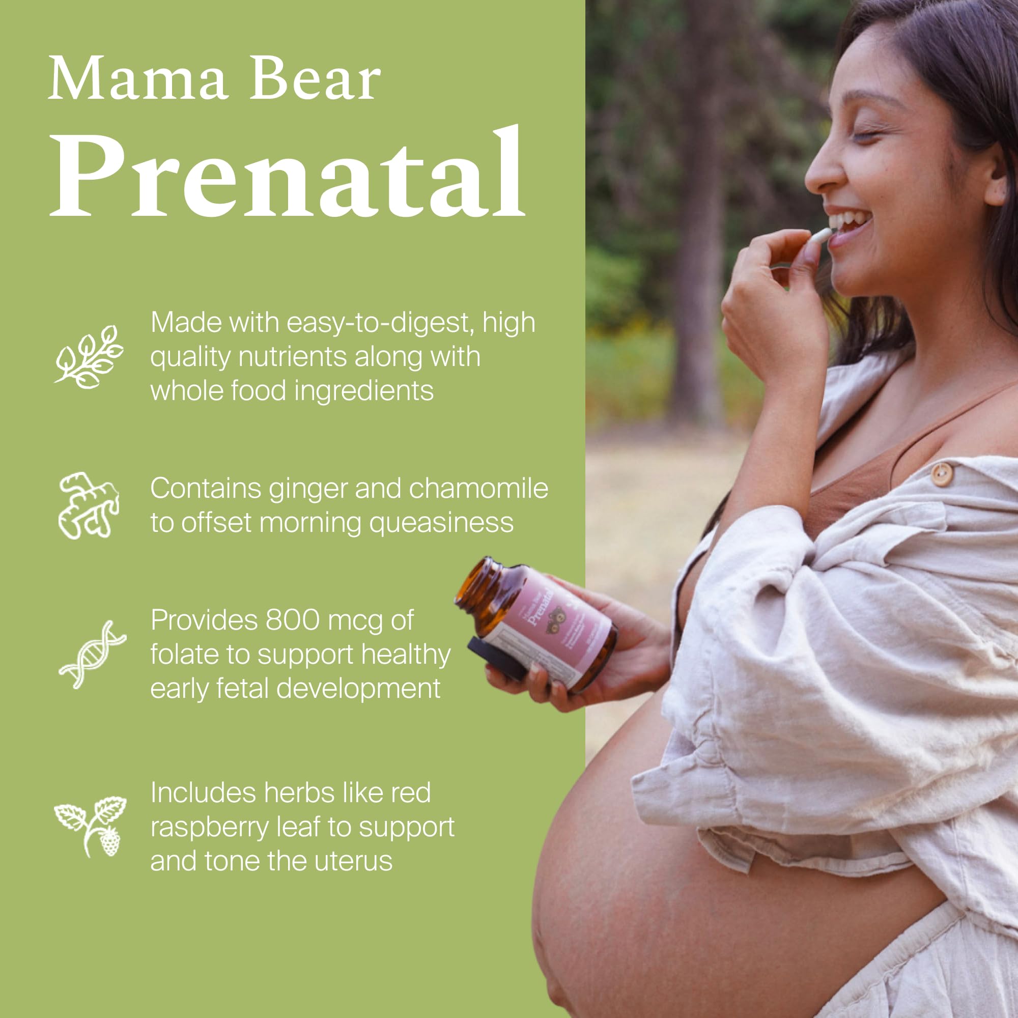 SPRIGS Prenatal cápsulas visibles para digestión suave y uso diario