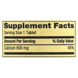 Spring Valley calcio 600 mg, etiqueta con dosis y uso recomendado