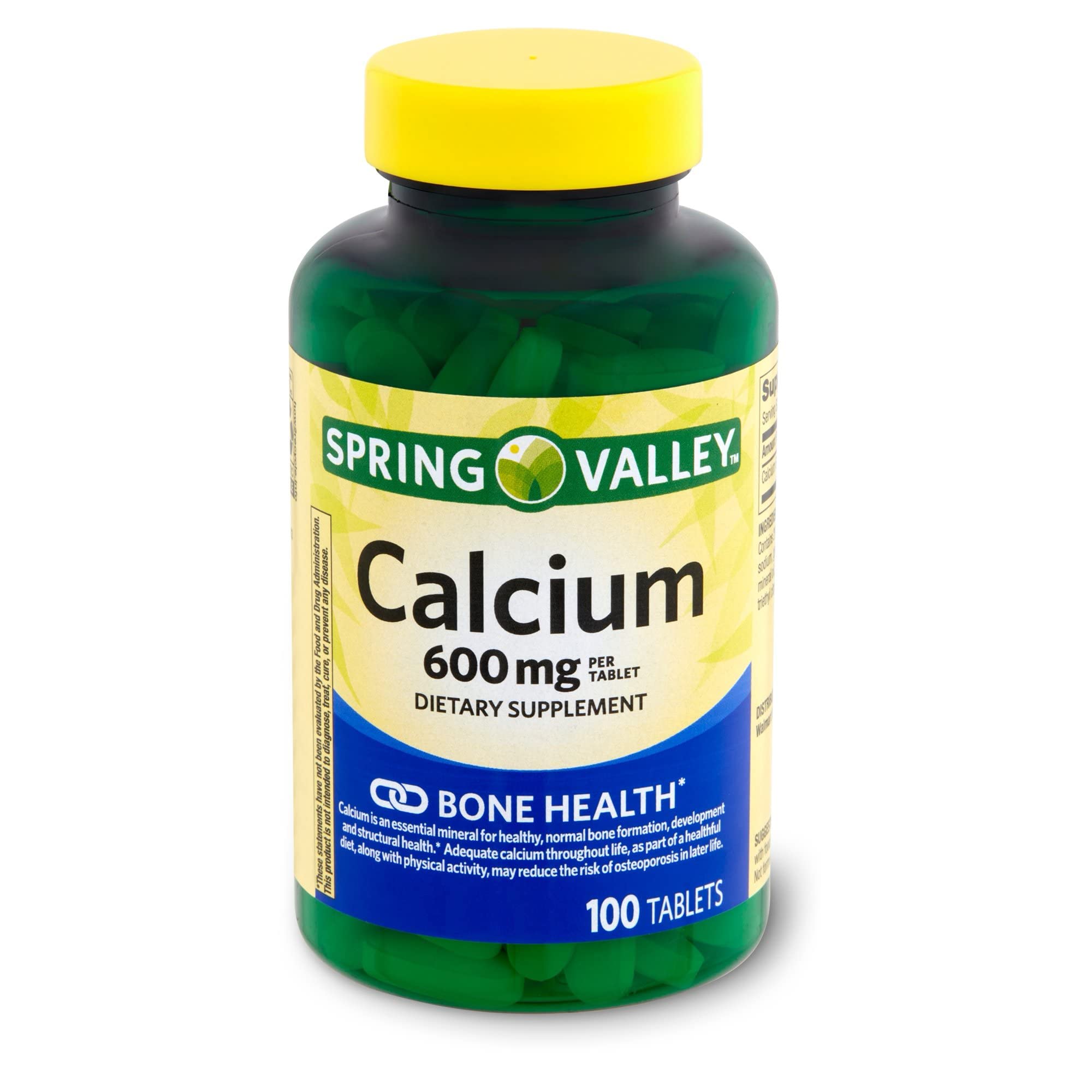 Spring Valley calcio 600 mg, tabletas, aporte diario práctico