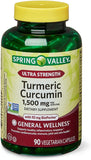 Spring Valley curcuma-curcumina 1500 mg, 90 cápsulas, apoyo diario para la salud