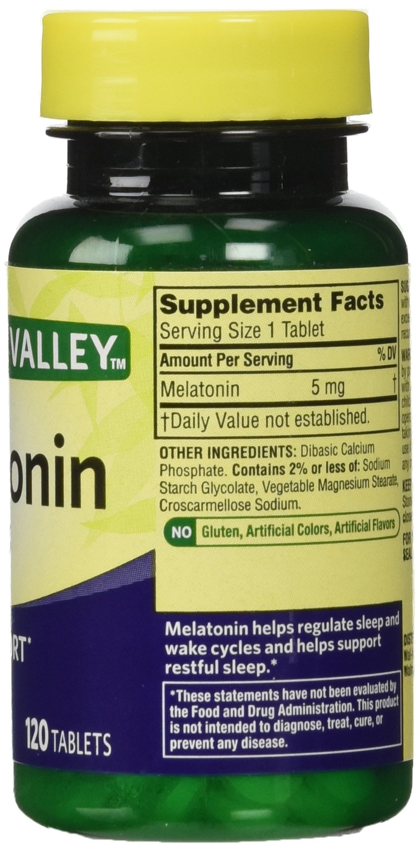 Spring Valley Melatonina 5 mg, botella, promueve descanso nocturno