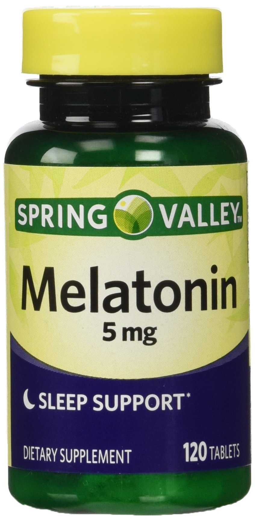 Spring Valley Melatonina 5 mg, vista de la caja, apoyo a ritmos normales