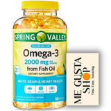 Botella de Spring Valley Omega 3, cápsulas de 2000 mg para uso diario.