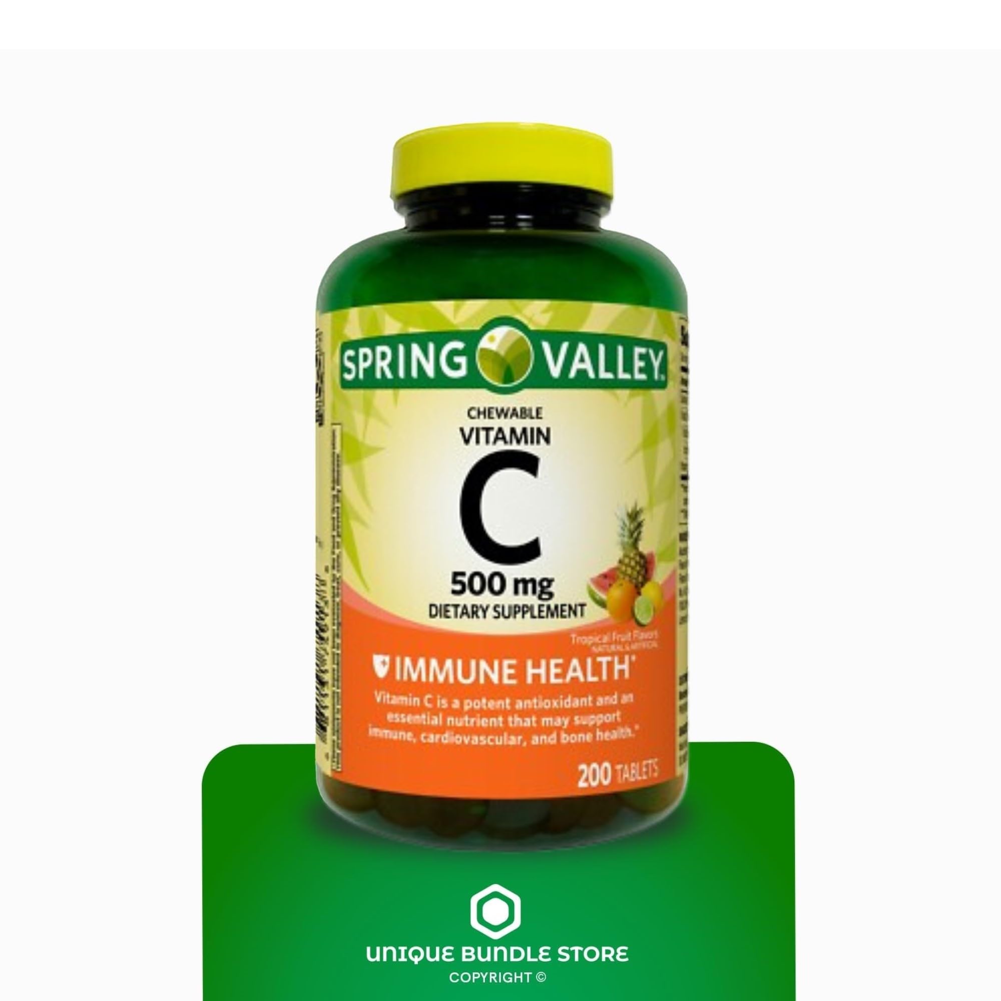 Paquete de dos botes de vitamina C 500 mg con 200 tabletas cada uno para suministro prolongado.