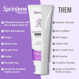 SprinJene Natural pasta dientes, para dientes sensibles, comodidad suave en uso diario.