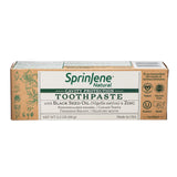 SprinJene pasta dental, etiqueta mostrada, apoyo a la higiene diaria y frescura.