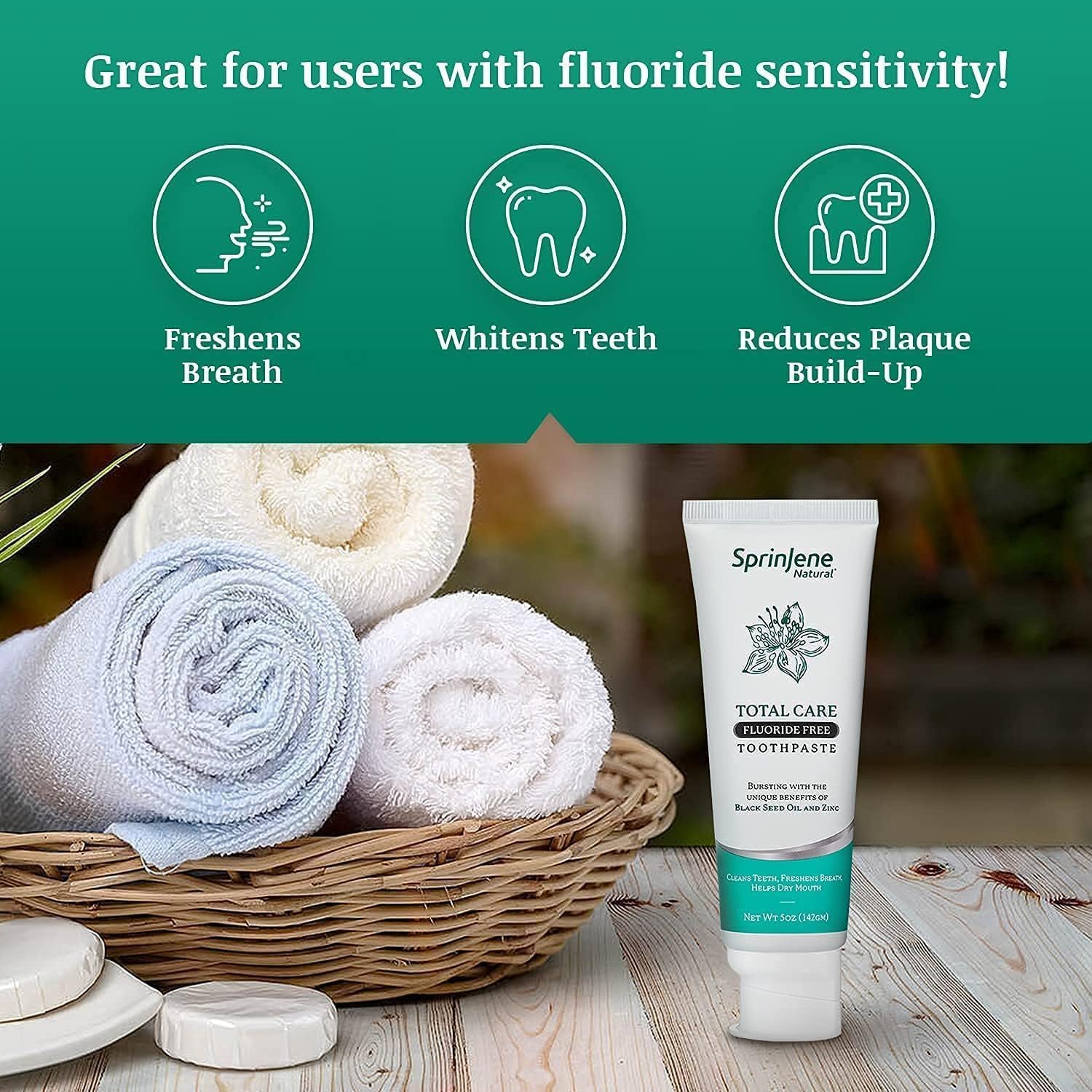 SprinJene pasta silice suave, limpieza delicada que protege esmalte.