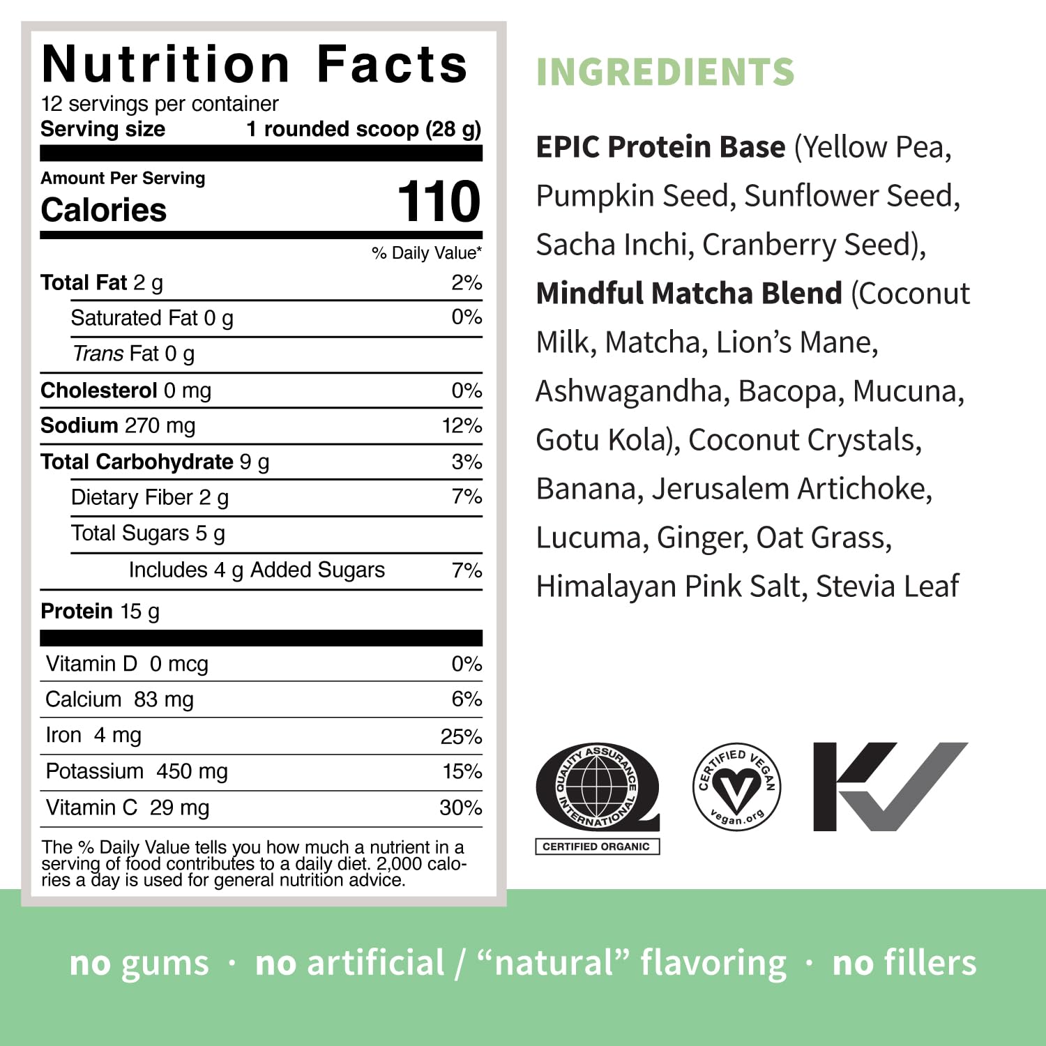 Sprout Living Epic Protein sabor Matcha Consciente con jengibre