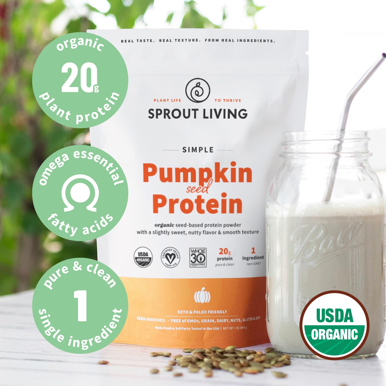 Sprout Living proteína de calabaza sin sabor para horneados saludables