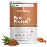 Sprout Living Epic Protein: botella vertido para batidos con textura suave.