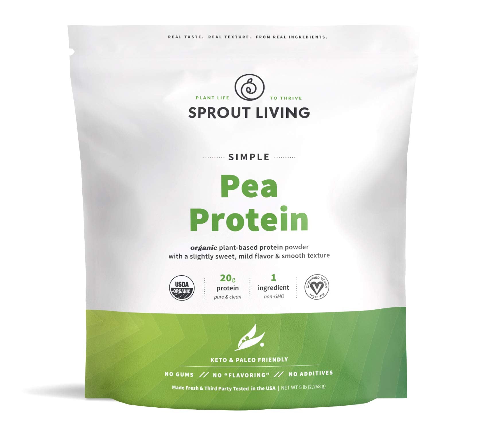 Sprout Living Proteína de Guisante en envase 5 lb para batidos sin lactosa