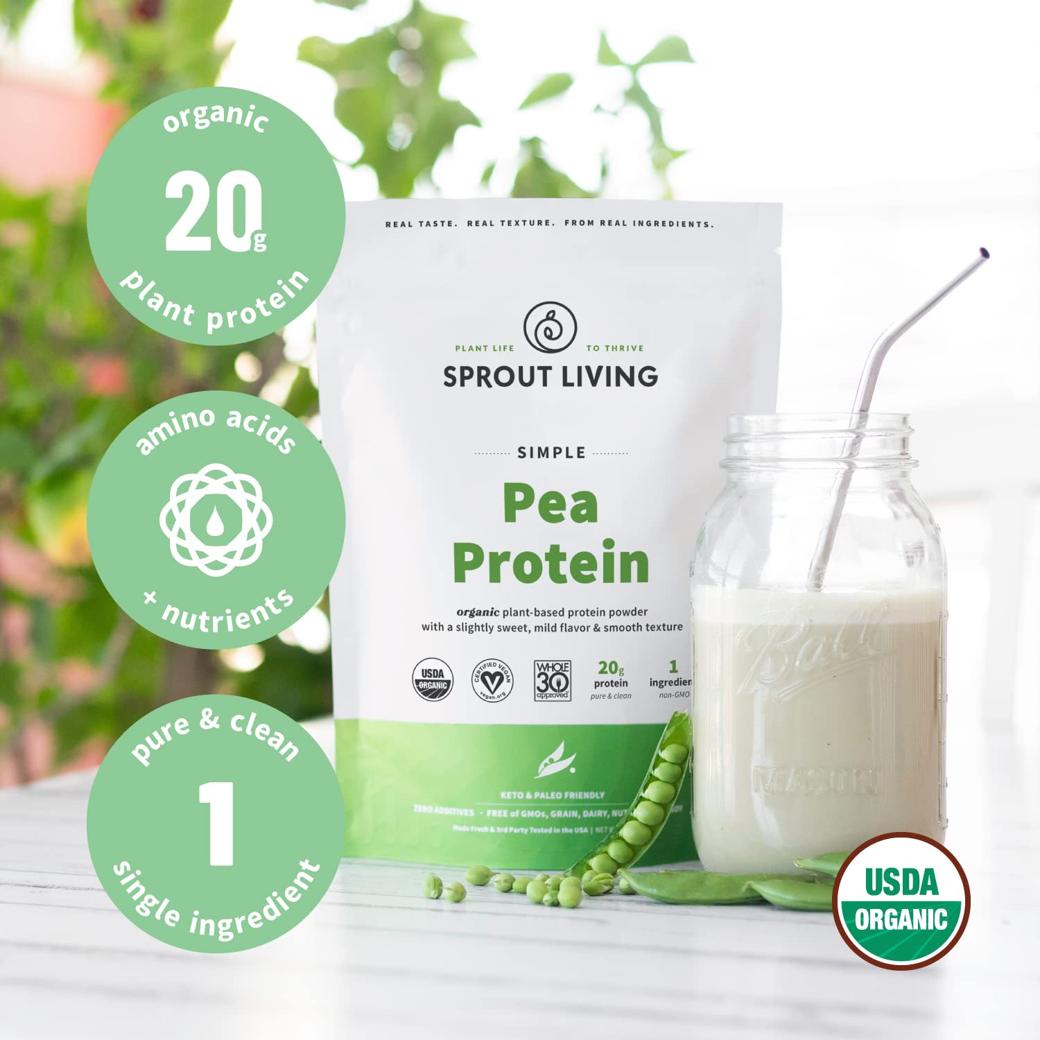 Sprout Living proteina de guisante orgánica sin lácteos