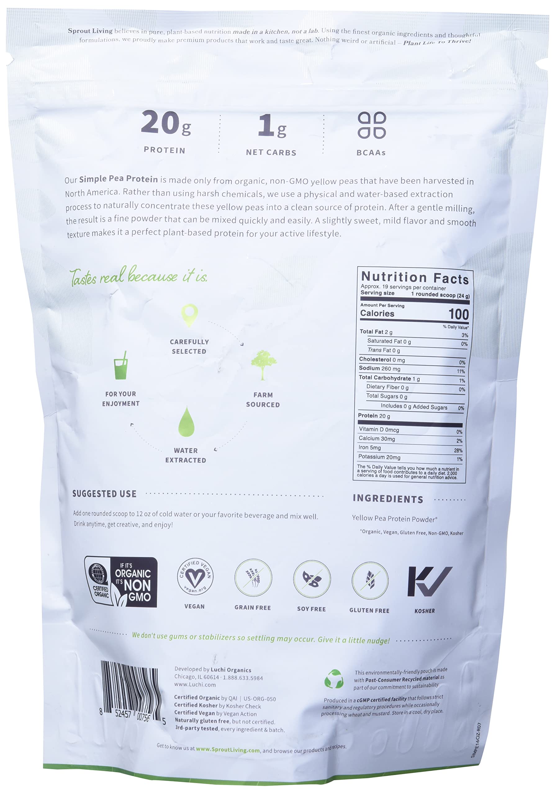 Prueba de terceros en Sprout Living proteina de guisante orgánica