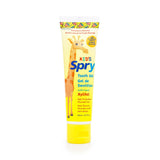 Spry dentifrico natural para bebes, envase practico para cepillado diario.