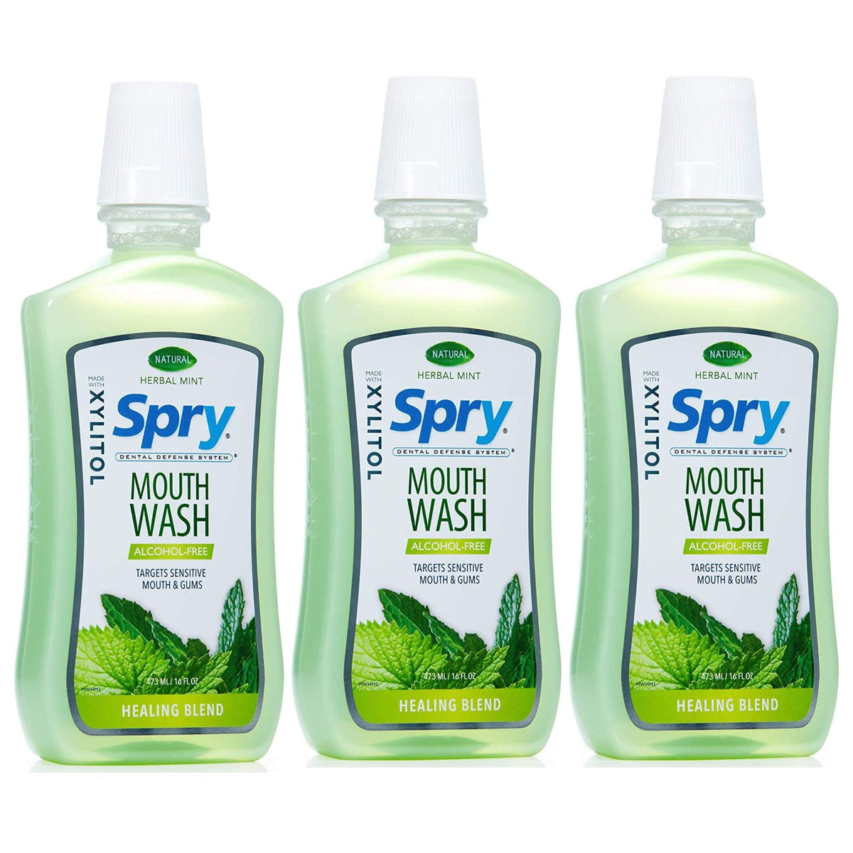 Spry enjuague bucal natural con xilitol para aliento fresco diario.