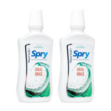 Spry enjuague bucal natural con xilitol, botella lista para uso diario.