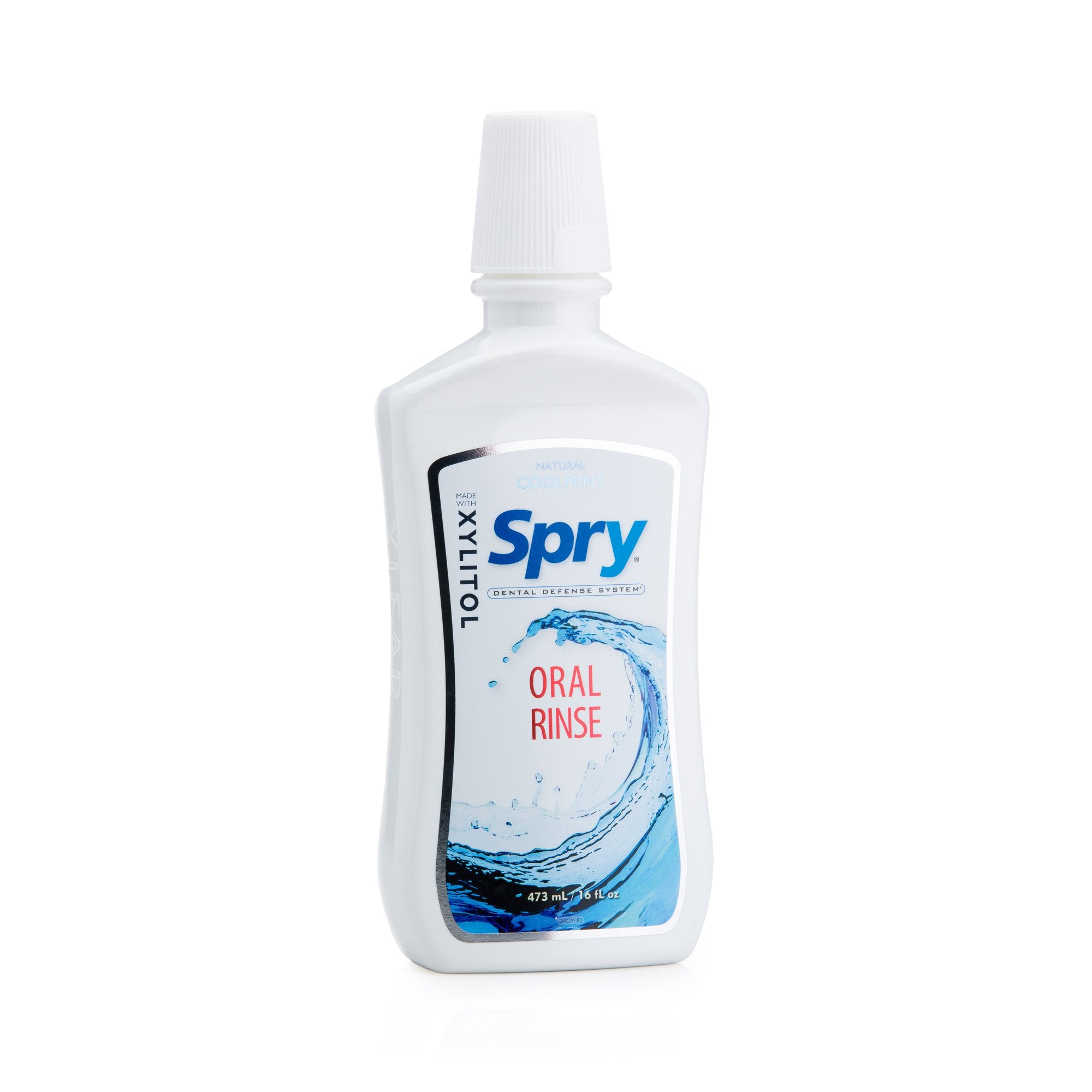 Spry enjuague bucal xilitol CoolMint, frasco visible, sabor fresco que complementa la higiene diaria.