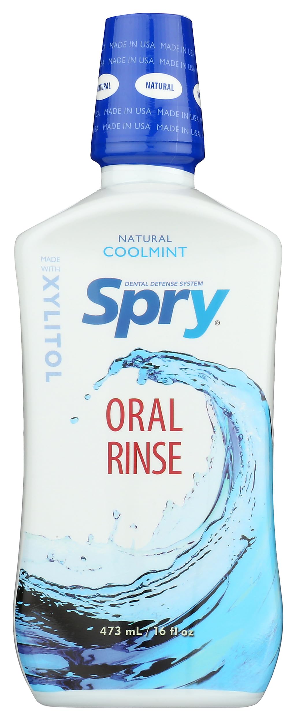 Spry enjuague bucal xilitol CoolMint, uso familiar, sabor suave y alcohol gentil para la rutina diaria.