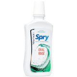 Spry enjuague bucal con xilitol, vertido suave para una rutina fresca.