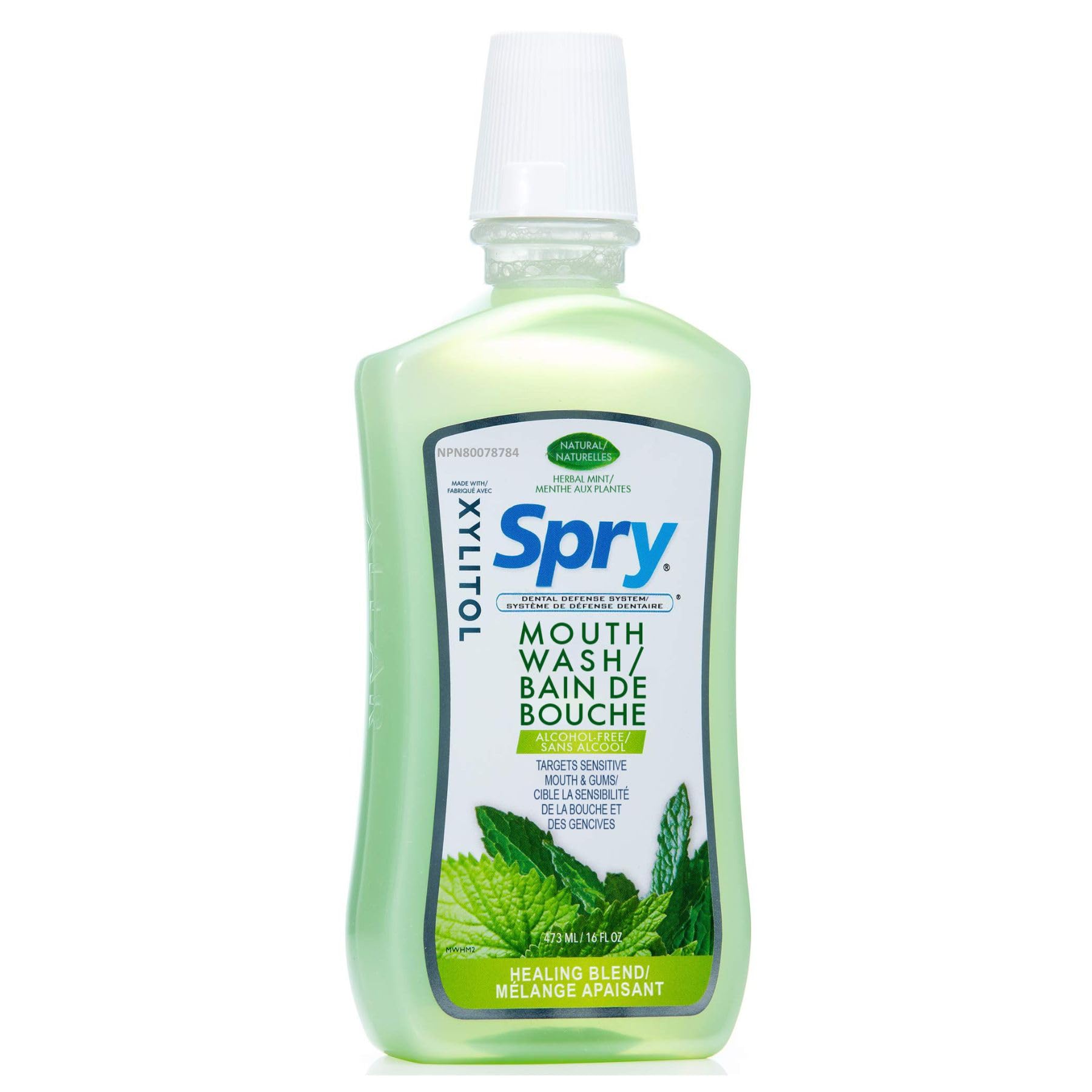 Spry envase enjuague bucal sin fluoruro para cuidado diario.