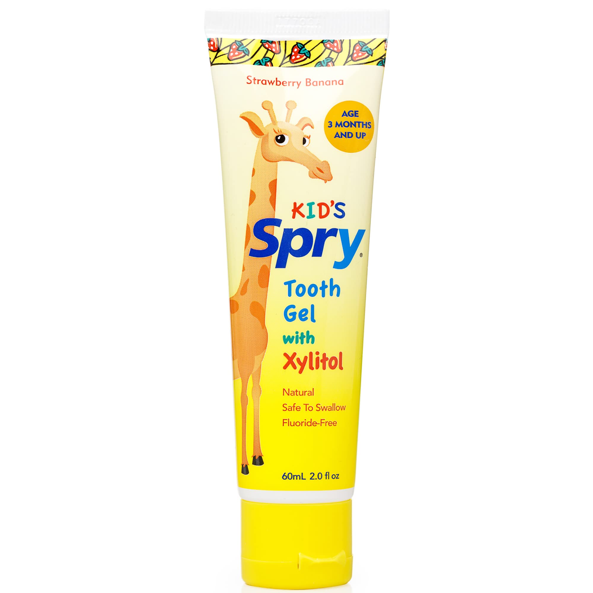 Spry pasta dental natural para bebés, tubo de 2 onzas, apto para el cepillado diario.