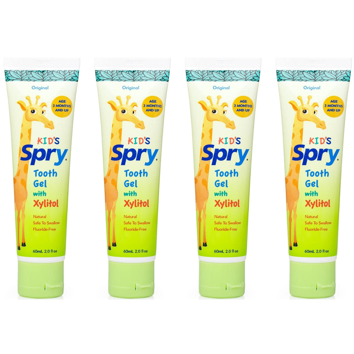 Spry pasta dental natural con xilitol para niños, tubo fácil de usar y sabor suave