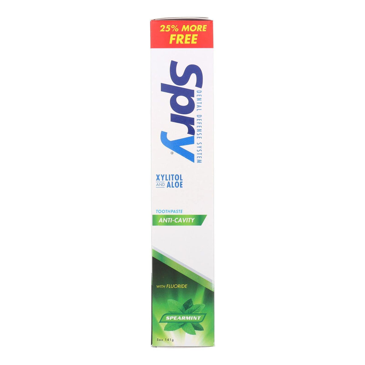 Spry pasta dental xilitol en tubo, cuidado suave para dientes sensibles.