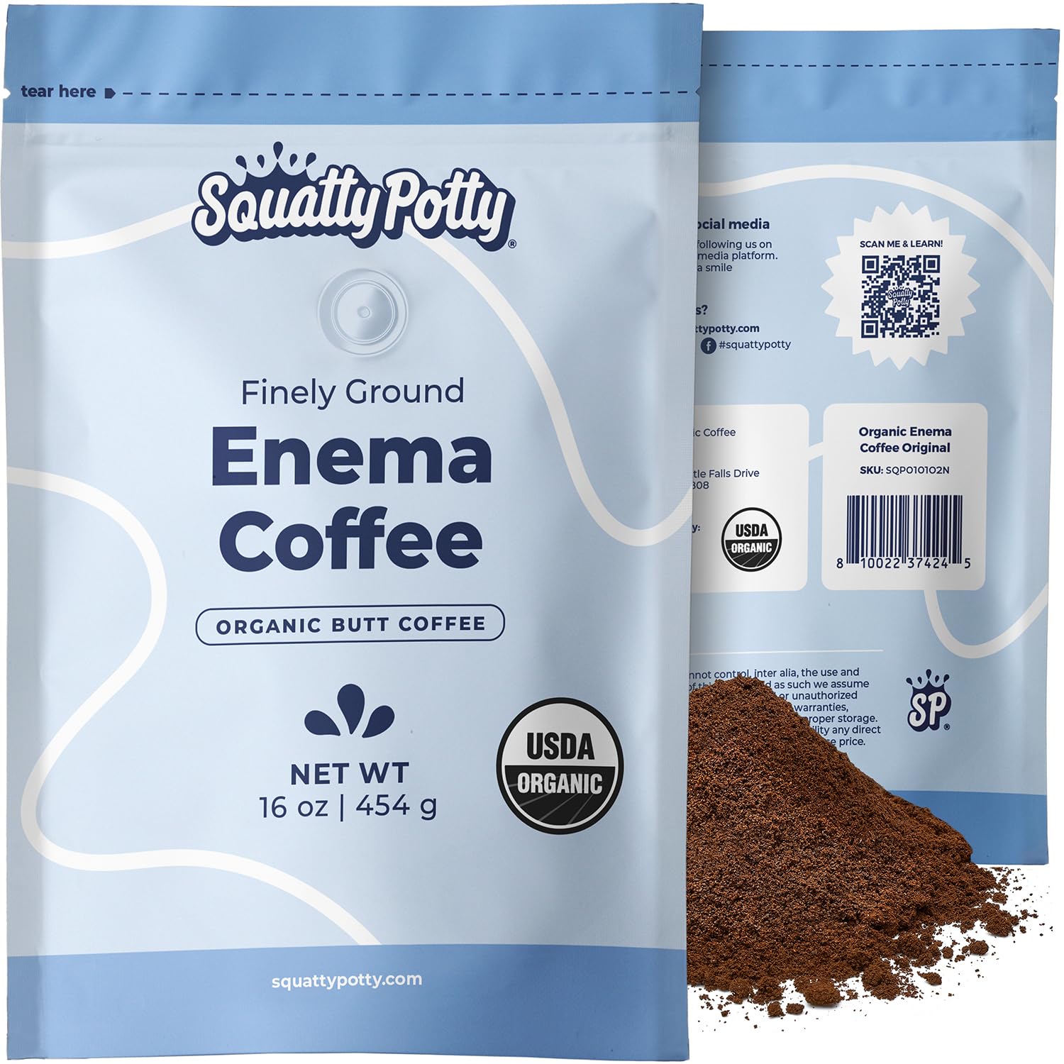Squatty Potty Enema Coffee: empaque visible y frescura para uso doméstico