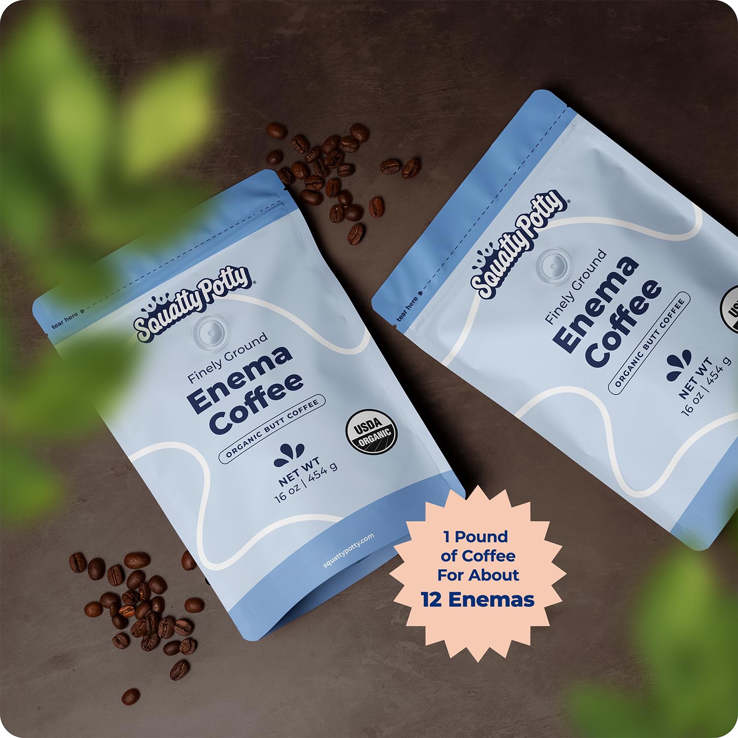 Squatty Potty Enema Coffee – granos molidos, origen Perú, aroma claro