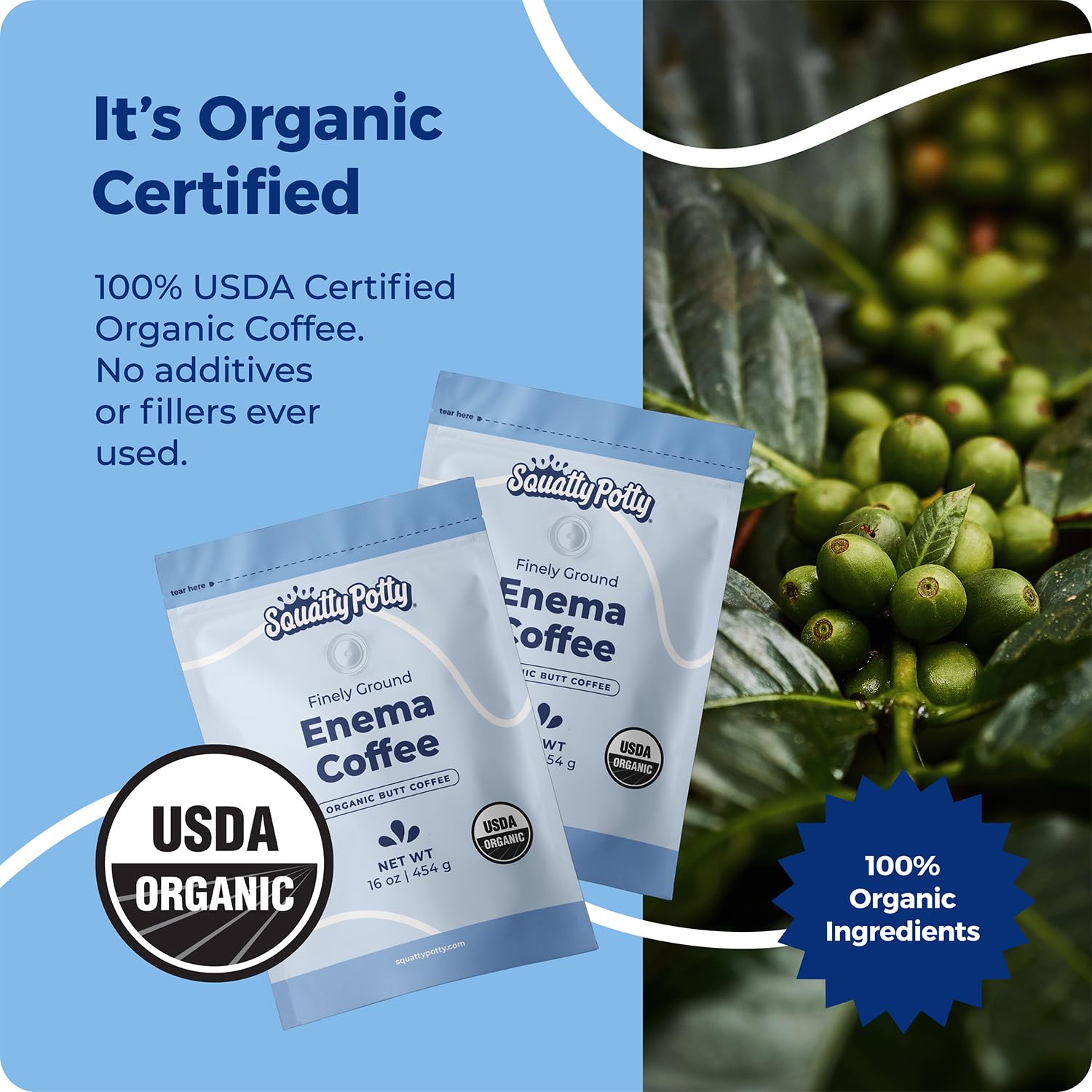 Squatty Potty Enema Coffee – origen Perú, aroma tostado suave