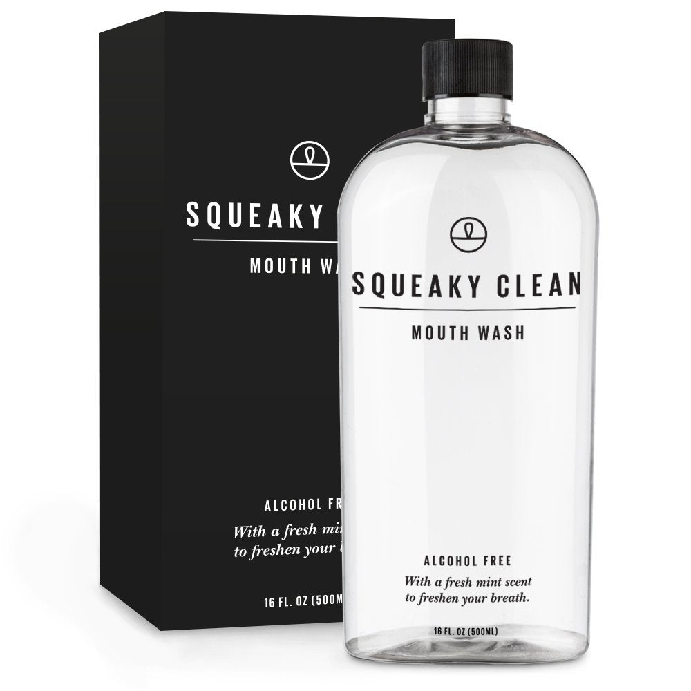 Squeaky Clean etiqueta clara facilita identificar sabor y beneficios.
