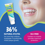 Squigle Tooth Builder: la etiqueta destaca ingredientes suaves para cuidado sensible.