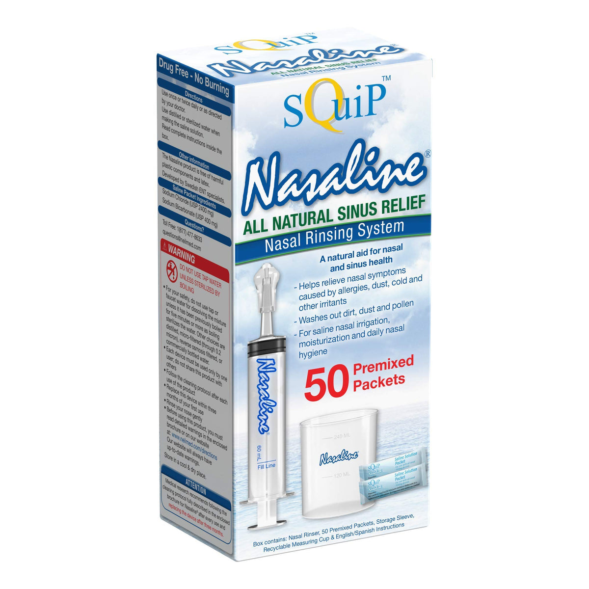 Squip kit enjuague nasal con irrigador para limpieza suave diaria.