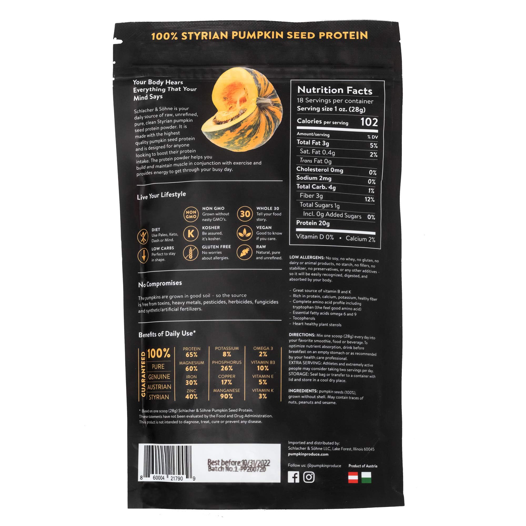 Mezcla de proteina calabaza Schlacher Söhne para batidos rápidos.