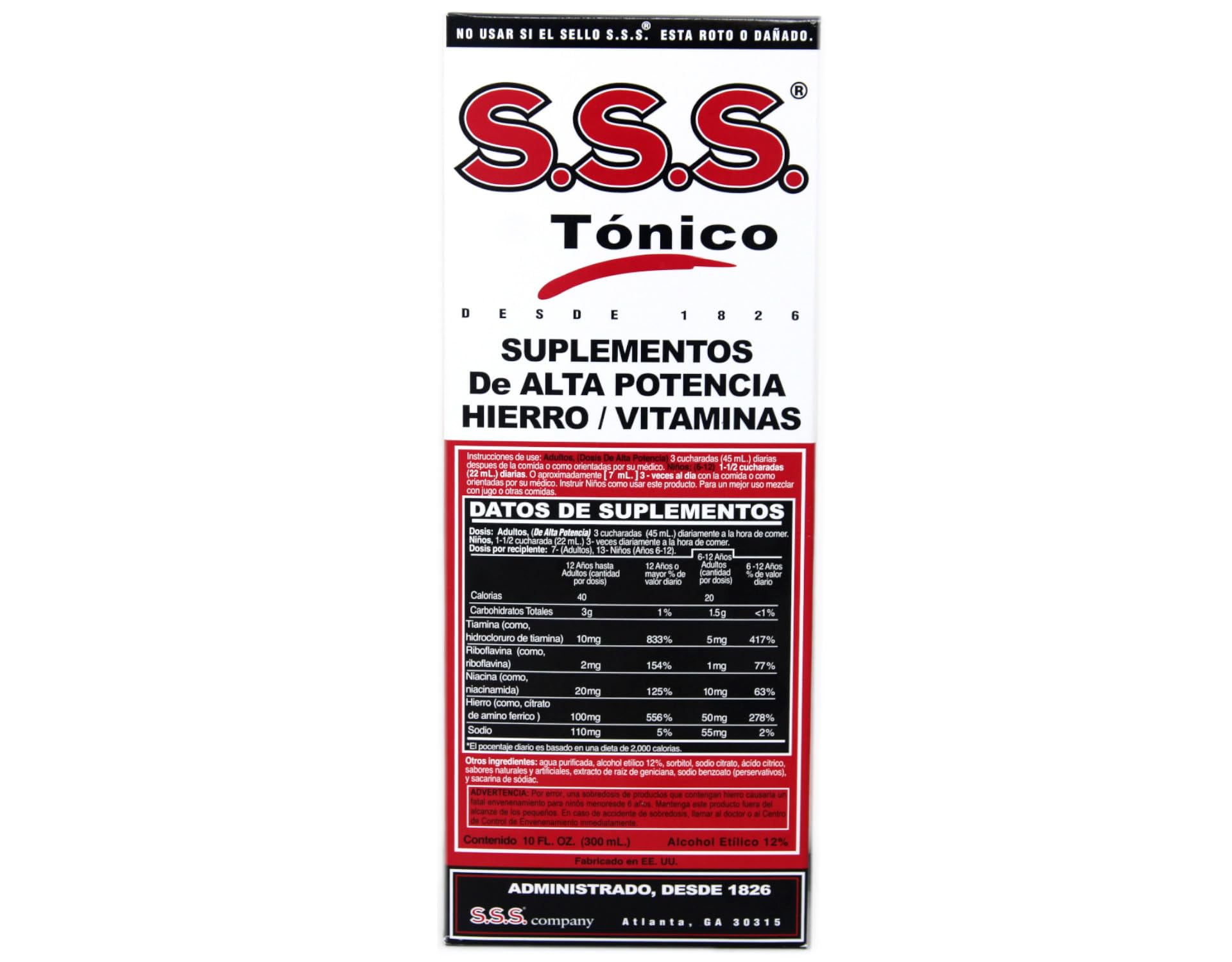 S.S.S. Tonico vaso-agua: formato líquido fácil de ingerir en cada toma