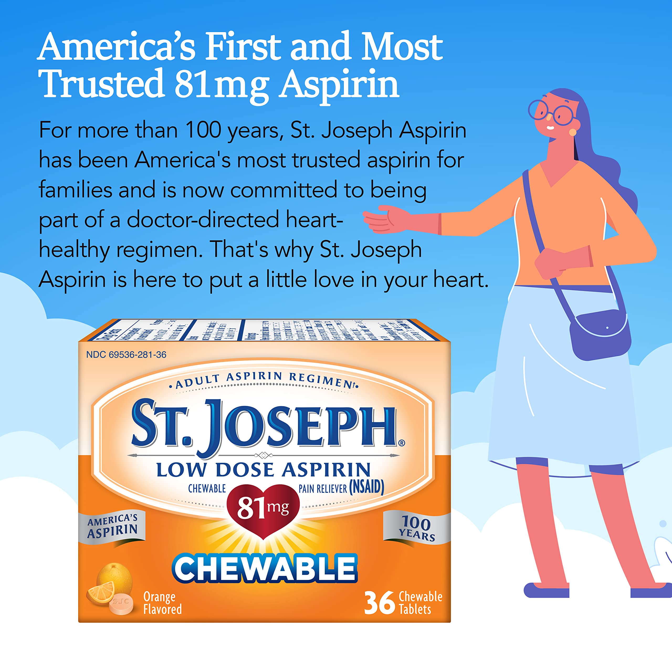 Cobertura del recubrimiento de St. Joseph Aspirina para mayor confort.