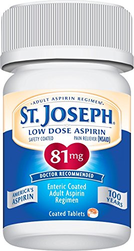 St. Joseph Aspirina con revestimiento enterico para menor irritación estomacal.