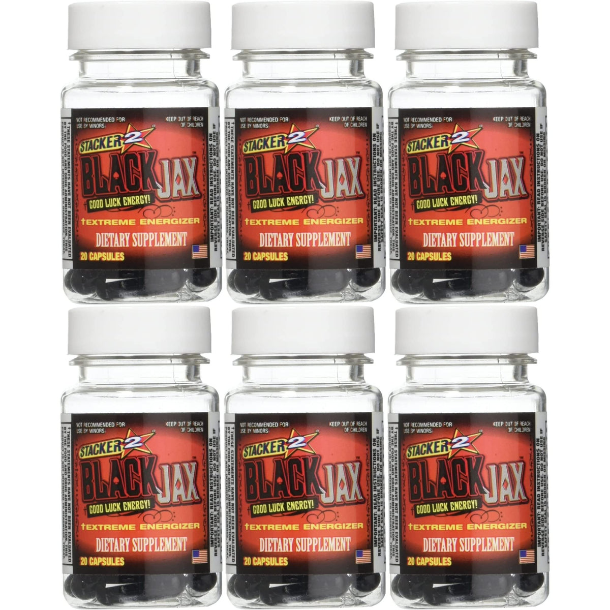 STACKER 2 Black Jax, botella frontal, posible aporte de energía para el día.