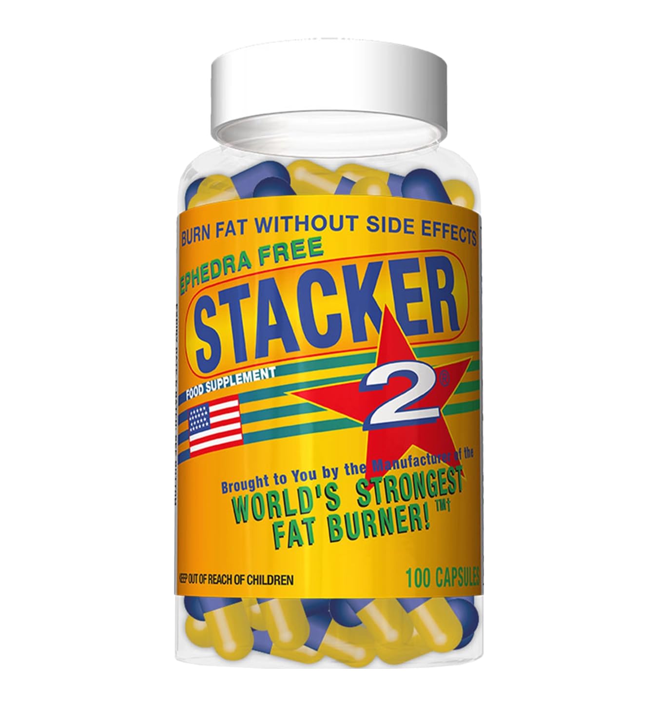 Botella de Stacker 2 enfocada en quema de grasa y energía sostenida.
