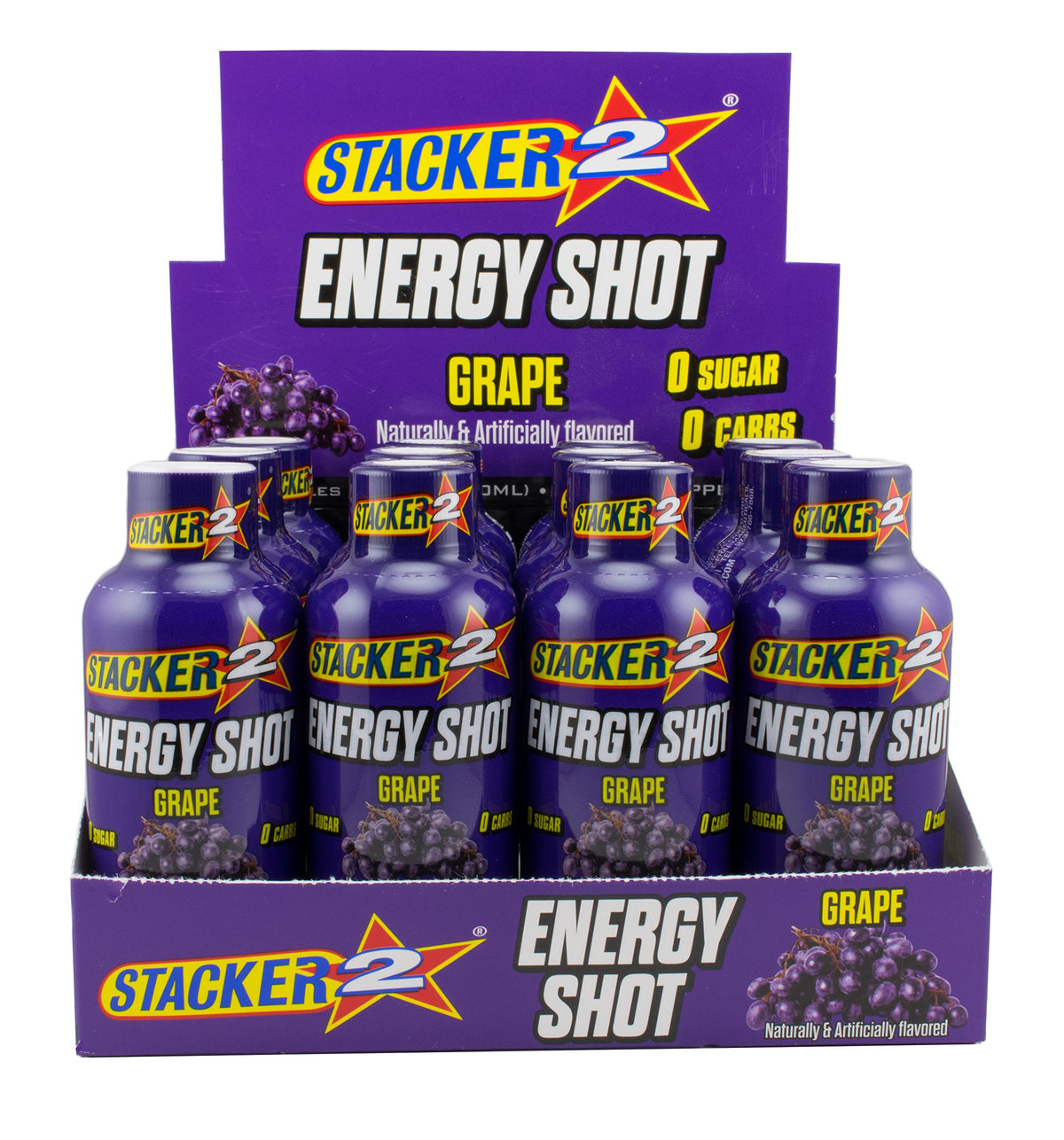 Stacker 2 Energy Shot uva: botella de 2 oz para energía rápida sin calorías